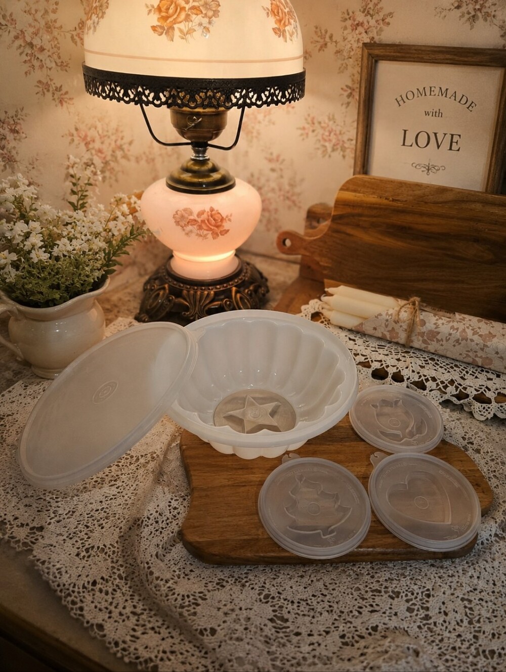 ​Vintage Tupperware Sheer Fluted Jello Mold | Complete with 4 Pattern Seals